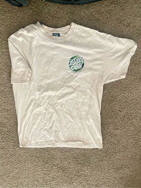 Santa Cruz Skateboards Cream Tee with Green Logo